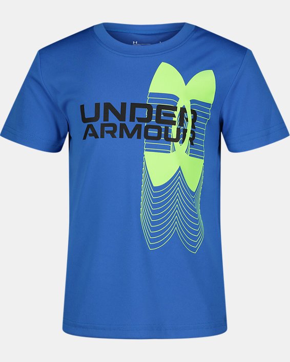 Boys' Pre-School UA Split Logo Hybrid Short Sleeve, Blue, pdpMainDesktop image number 1
